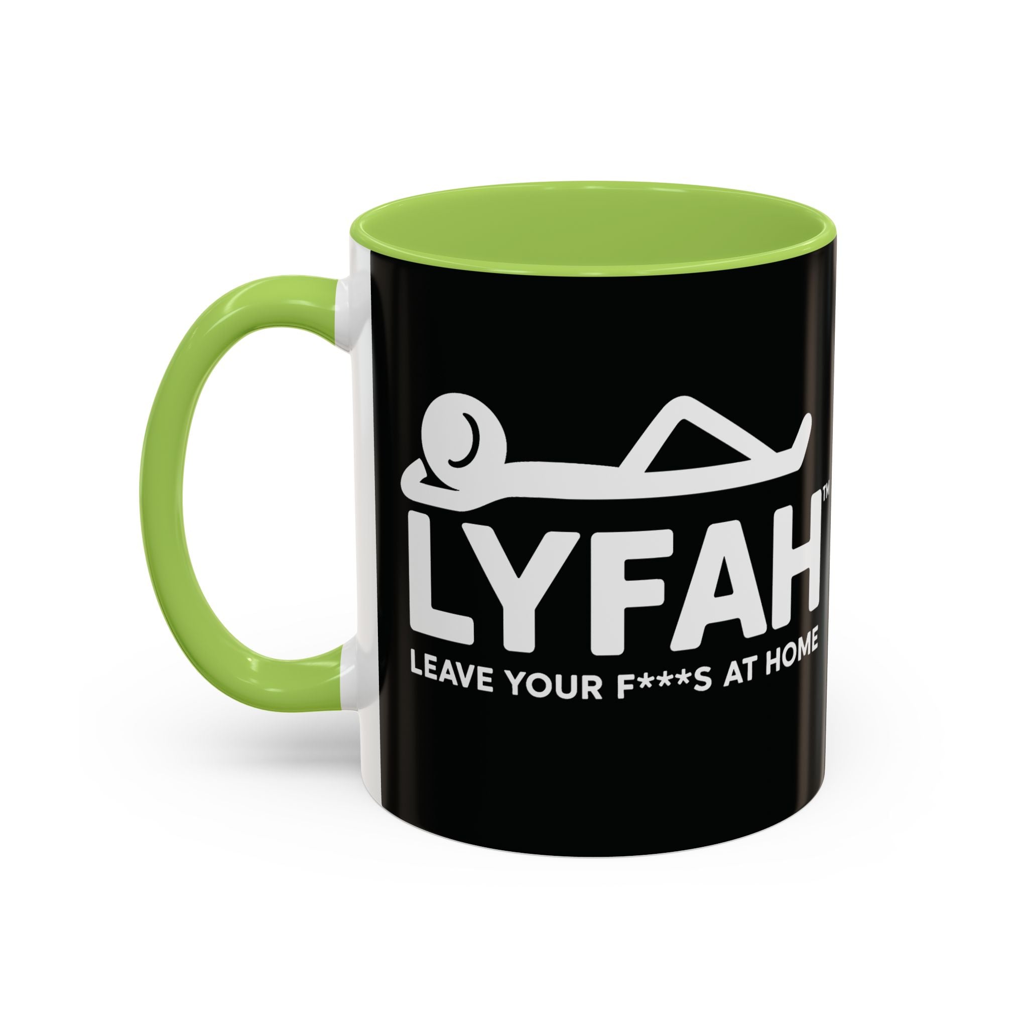 LYFAH Accent Coffee Mug – Black 11/15oz, "Leave Your F***s At Home" Ceramic Travel Mug
