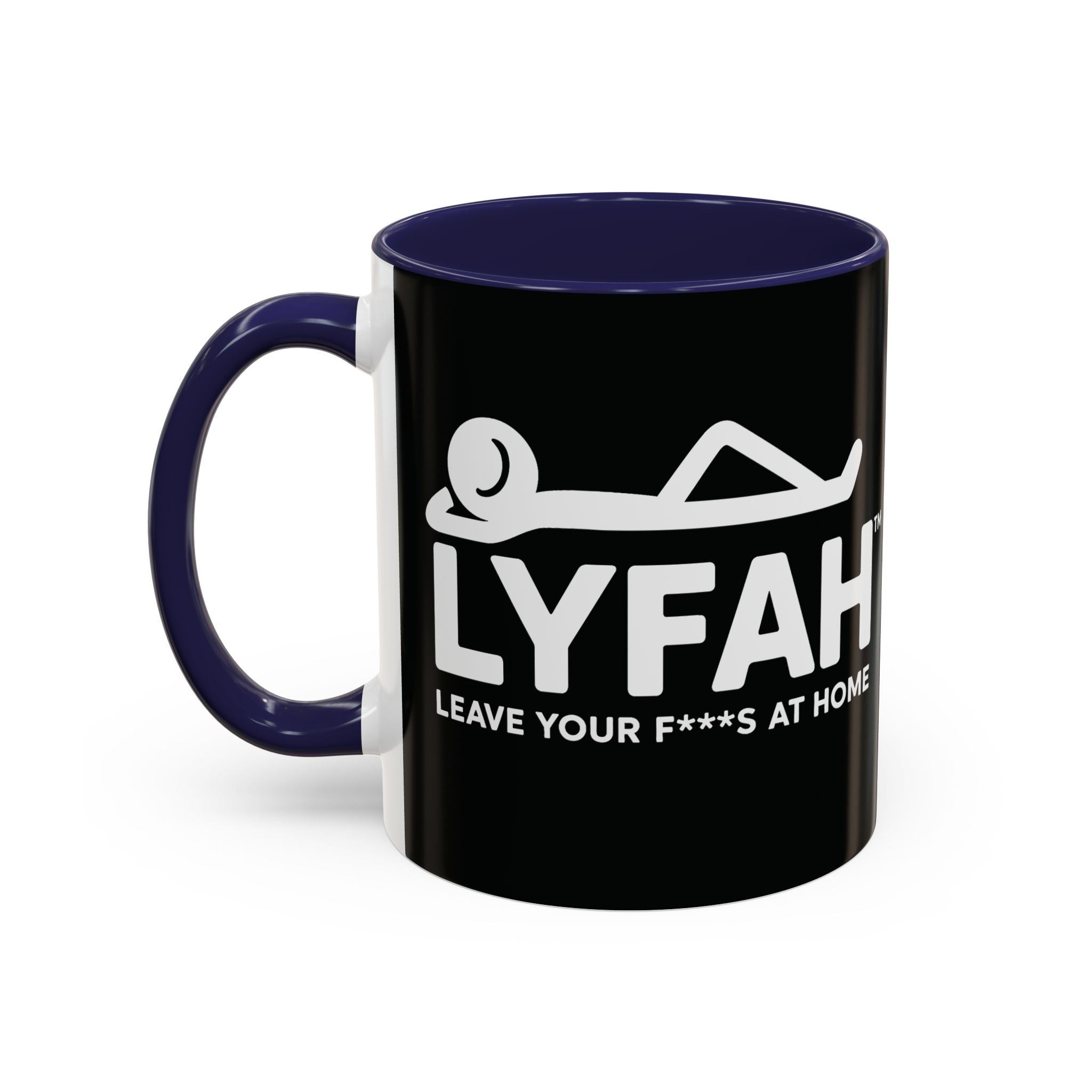 LYFAH Accent Coffee Mug – Black 11/15oz, "Leave Your F***s At Home" Ceramic Travel Mug
