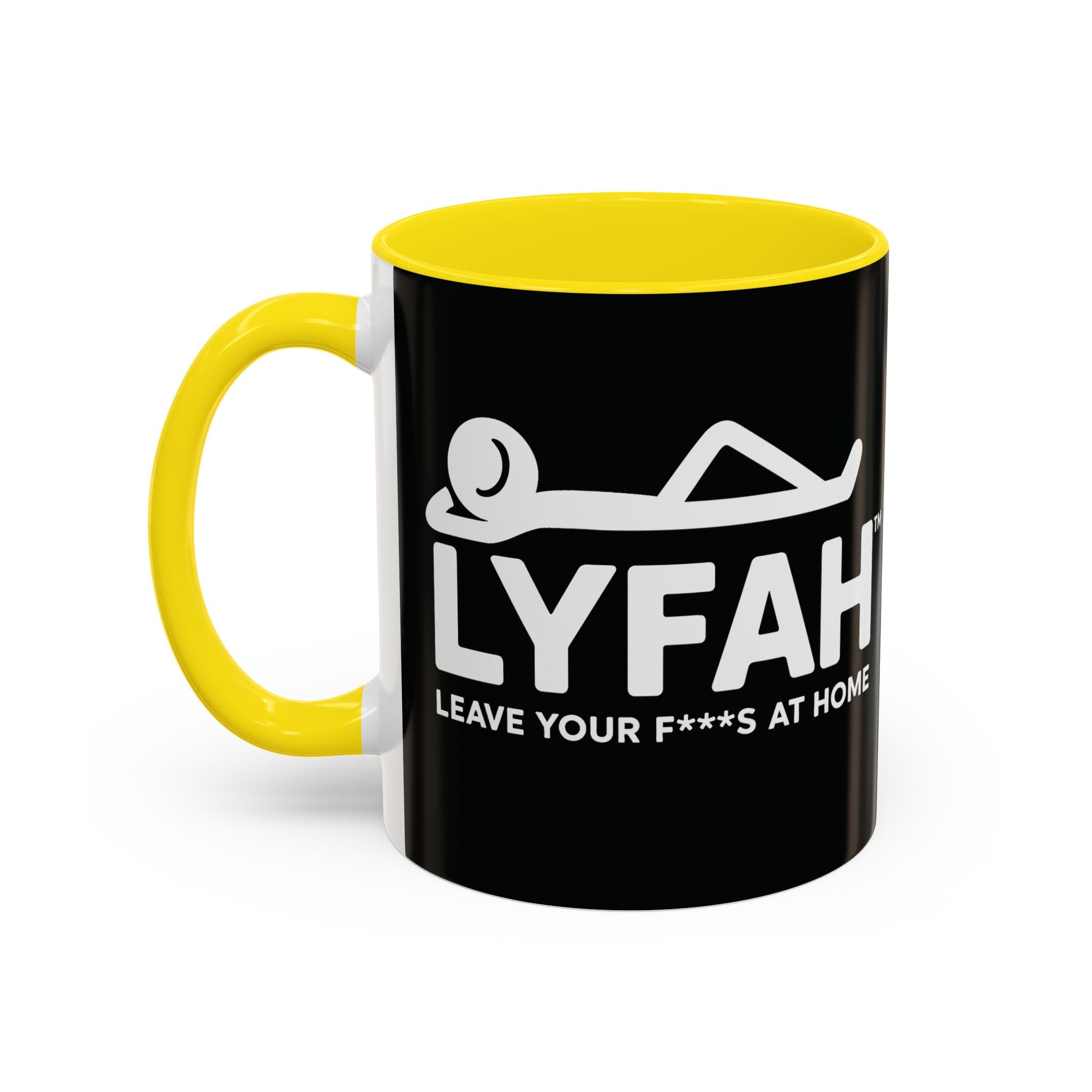 LYFAH Accent Coffee Mug – Black 11/15oz, "Leave Your F***s At Home" Ceramic Travel Mug